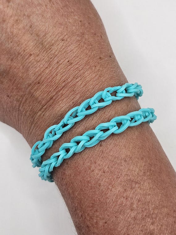 2-pack Solid Teal Turquoise Rubber Loom Bracelets Friendship