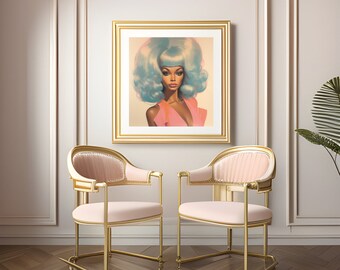 Arte de la cultura pop afroamericana: Muñeca Barbie negra vintage Decoración de pared Impresión femenina / Arte femenino [SIN MARCO]