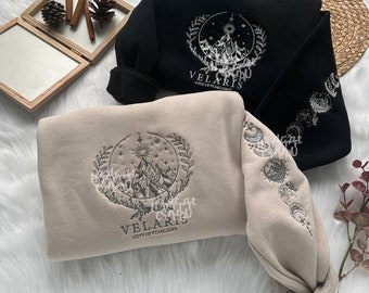 Sudadera velaris bordada, sudadera acotar, sudadera velaris bordada, Corte de espinas y rosas, velari, sudadera acotar