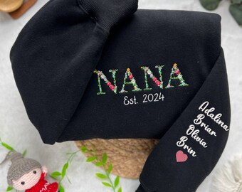 Personalized Nana Flower Embroidered shirt, nana sweatshirt embroidered, personalized crewneck sweatshirt, nana sweatshirt, Nana, Nana gifts