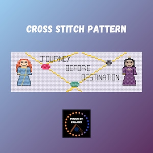 Reis vóór bestemming geteld kruissteek bladwijzerpatroon, citaat, De weg der koningen, stormlichtarchief, pdf-patroon, digitale download