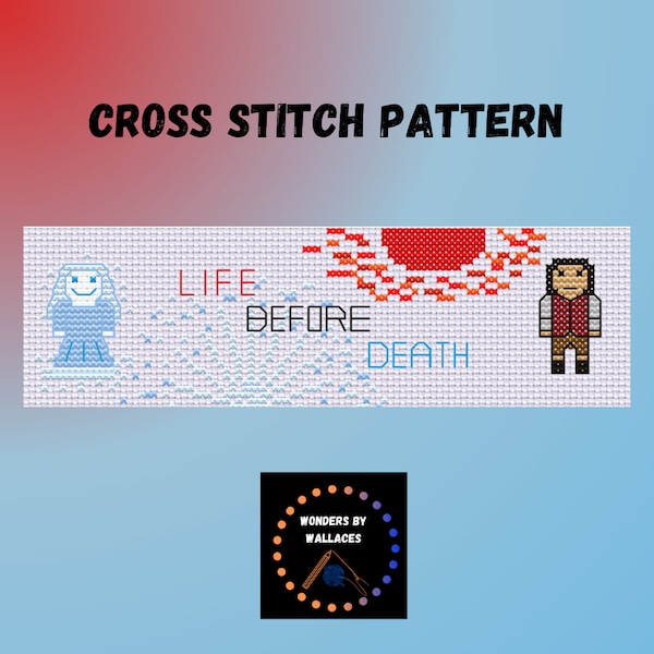 life before death counted cross stitch bookmark pattern, Kaladin and Syl, Way of Kings, Stormlight archive, digital download (pdf pattern)