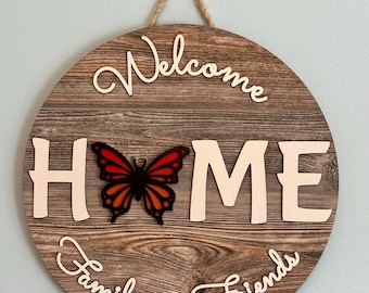 Butterfly ATTACHMENT for Interchangeable Wood “WELCOME” Sign Door Hanger, Interchangeable Sign, Interchangeable Home Sign, spring decoration