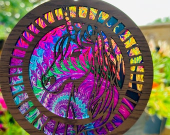 Unicorn sun catcher, multicolor sun catcher, window hanger, unicorn design with colorful backer