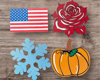 Magnetic ATTACHMENTS for Interchangeable Wood “WELCOME” Sign Door Hanger, Interchangeable Sign, Interchangeable Home Sign, Seasonal pieces