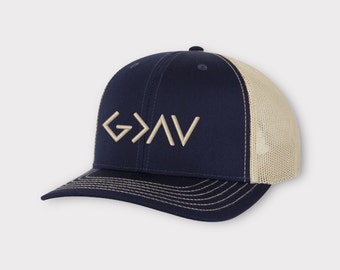 God Is Greater Than The Highs And Lows Trucker Hat • Embroidered Christian Hat • Personalized Faith Cap • Holiday Gift • Christmas Gift