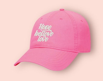 Custom Embroidered Hat • Personalized Hope Believe Love Hat • Gift For Her • Anniversary Gift • Gift For Mom • Mothers Day Gift