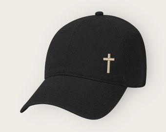 Washed Cotton Cross Dad Hat • Embroidered Christian Baseball Cap