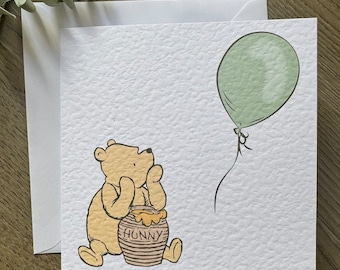 Winnie the Pooh birthday card, Winnie the Pooh gift, birthday card for child, Winnie the Pooh print, wall art, card for child, Pooh bear