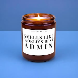 Admin Gift for Administrative Professionals Day Assistant Gift Secretary Day Hand Made Soy Candle Smells Like World's Best Admin