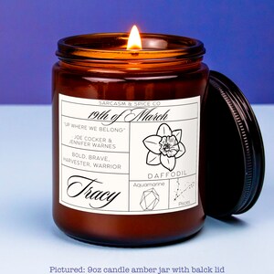 Birthdate Candle Personalized Birth Month Candle Gifts for Her Birthday Candle Astrology Gifts Birth Flower Zodiac Gift Pisces March