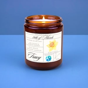 Birthdate Candle Personalized Birth Month Candle Gifts for Her Birthday Candle Astrology Gifts Birth Flower Zodiac Gift Pisces March