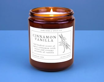Cinnamon Vanilla Candle Gifts for Her Home Decor Candle Homemade Hand Poured Soy Wax Candle Clean Scent Perfect Gift for Home