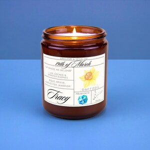 Birthdate Candle Personalized Birth Month Candle Gifts for Her Birthday Candle Astrology Gifts Birth Flower Zodiac Gift Pisces March