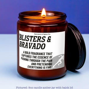 Gift for Runner Candle Running Half Marathon Award Runner Trophy Congratulations Marathon Gift Running Milestone Blisters & Bravado