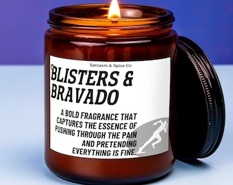 Gift for Runner Candle Running Half Marathon Award Runner Trophy Congratulations Marathon Gift Running Milestone Blisters & Bravado