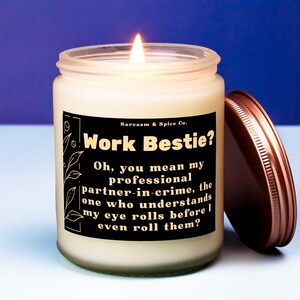 Co-Worker Gift Coworker Candle Work Bestie Gift Boss Candle Employee Farewell Gift Goodbye Gift for coworker Retirement Work Bestie Partner in Crime