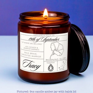 Birthdate Candle Personalized Birth Month Candle Gifts for Her Birthday Candle Astrology Gifts Birth Flower Zodiac Gift Virgo September
