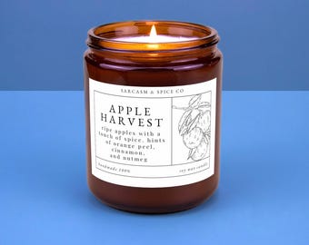 Apple Harvest Candle Fall Candle Gifts for Her Home Decor Candle Homemade Hand Poured Soy Wax Candle Clean Scent Perfect Gift for Home