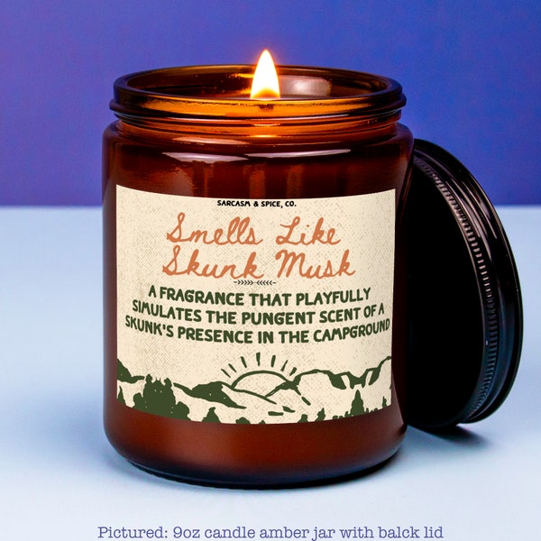 Hikers Gift Camping Present Backpacking Gift Camper Present Outdoors Candle Camping Gear Glamping Smells Like Skunk Musk