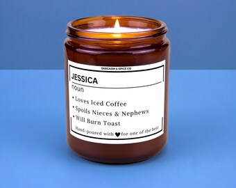 Name Definition Candle Name Custom Friend Definition Gift Name Meaning Gift Funny Birthday Gift Best Friend Personalized Candle