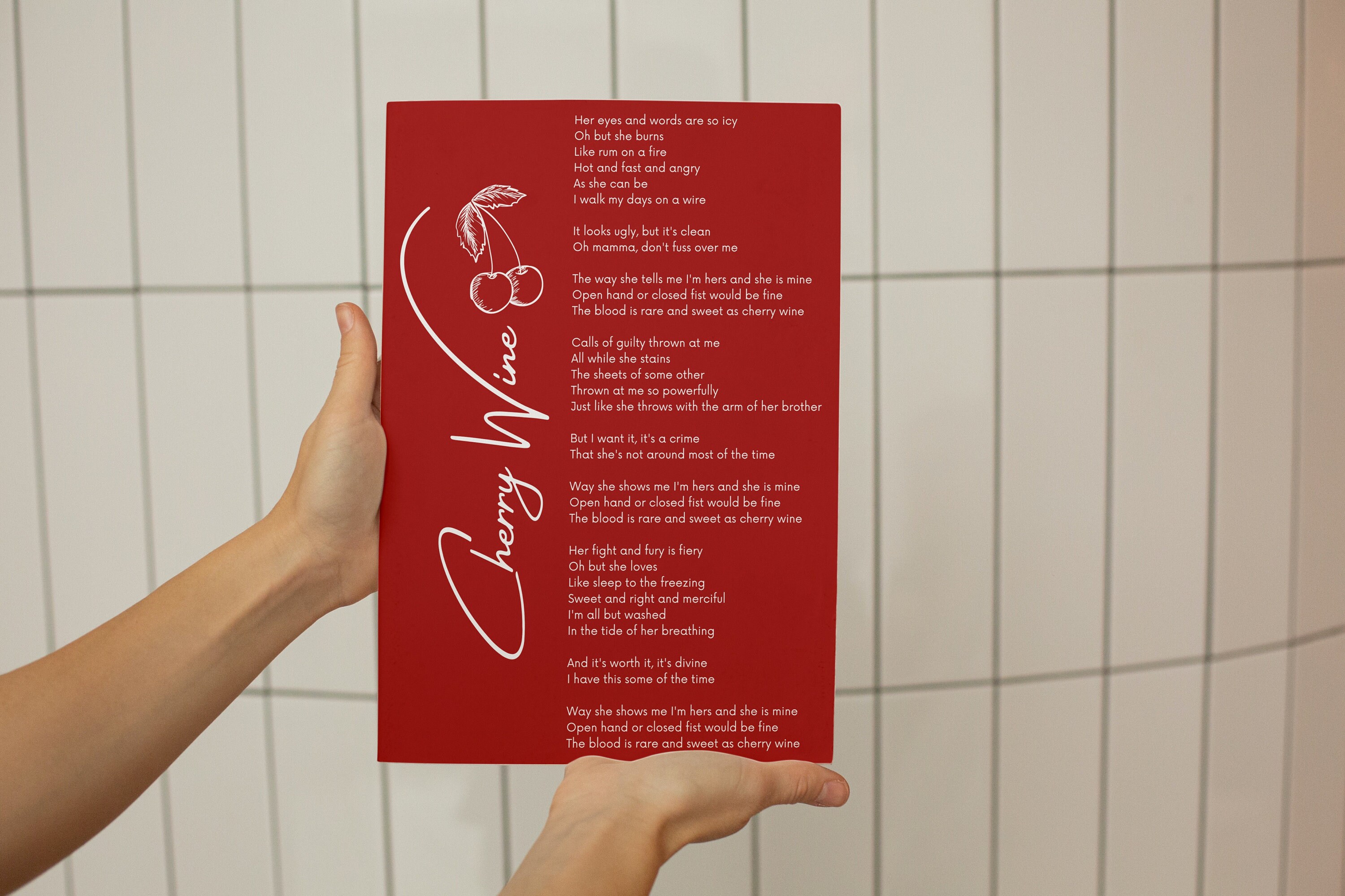 Cherry Wine, Hozier Print / Hozier Print / Cherry Wine Lyrics / Music