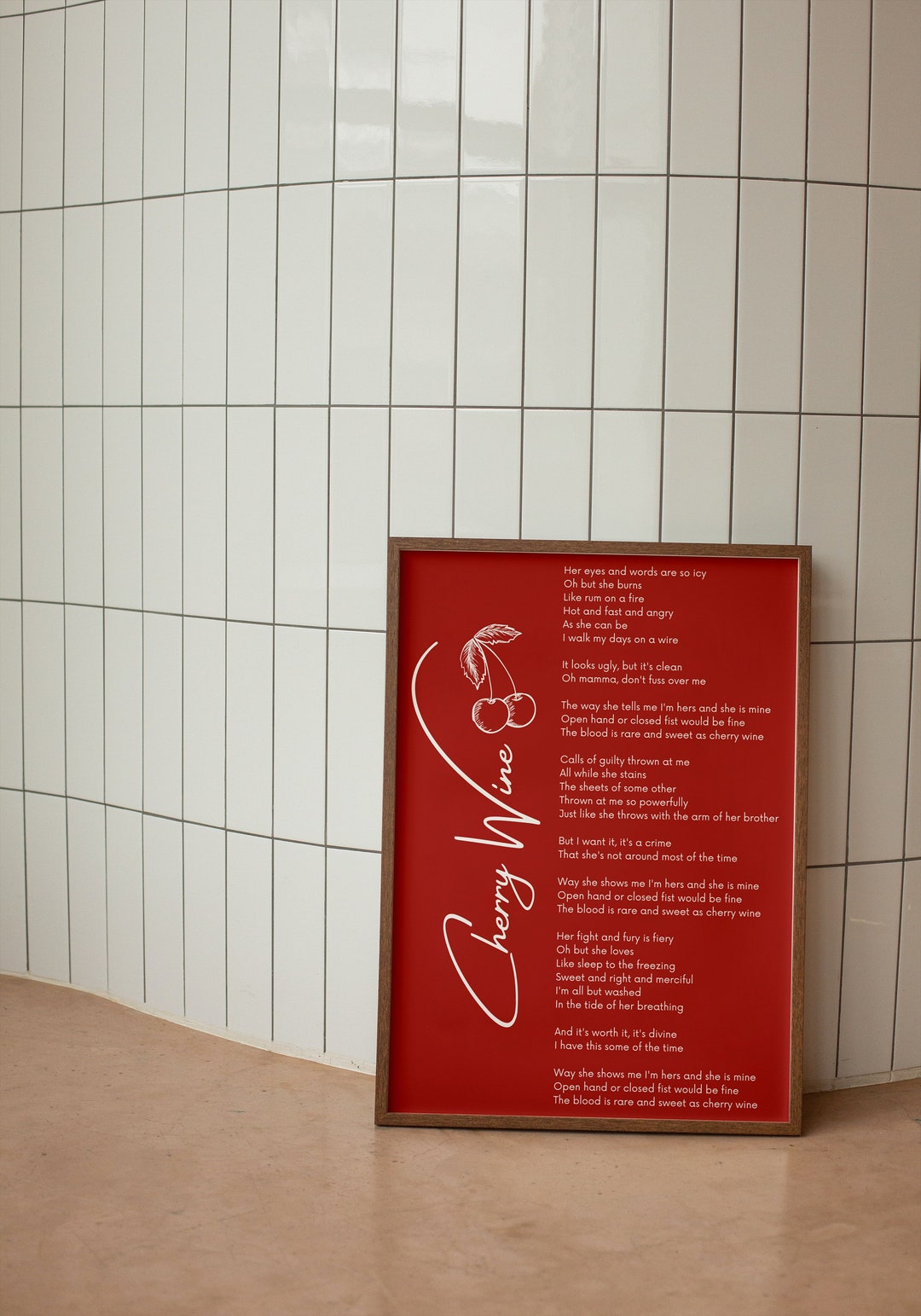 Cherry Wine, Hozier Print / Hozier Print / Cherry Wine Lyrics / Music