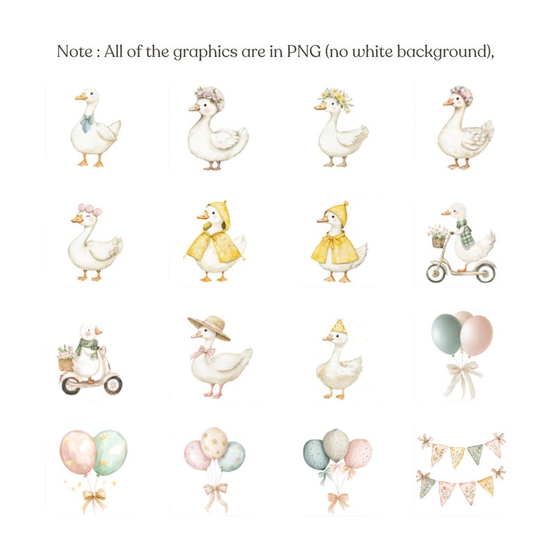 Watercolor Silly Goose Clipart,baby Duck Clipart, Spring, Whimsical ...