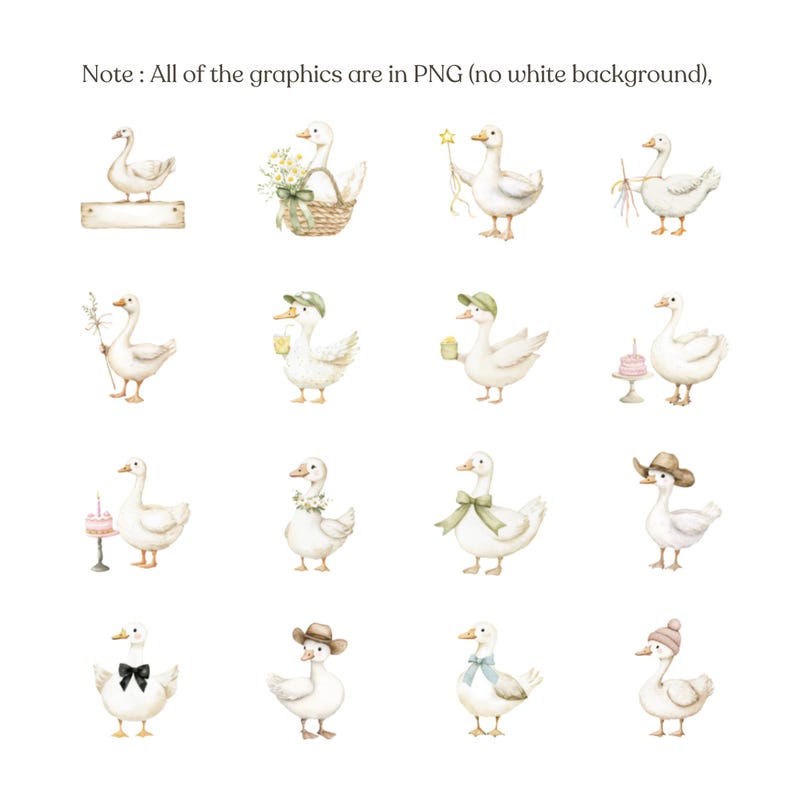Watercolor Silly Goose Clipart,baby Duck Clipart, Spring, Whimsical ...