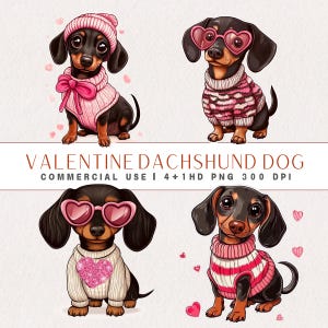 Valentinstag Dackel Clipart PNG, Dackel Clipart, Hundeliebhaber Aufkleber, Hundemama PNG, digitale Aufkleber, Planer Aufkleber, PNG Bundle
