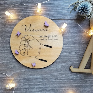Suporte personalizado para pulseira de nascimento em hospital, suporte gravado em madeira para pulseira de maternidade, faixa hospitalar para nascimento de bebês, presente para recém-nascidos