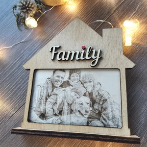 Custom Engraved Family Photo on Wood, Personalized Portrait Gift