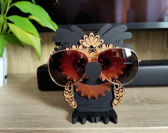 フクロウ 木製メガネ掛けスタンド ふくろうめがね置き ふくろうグッズ