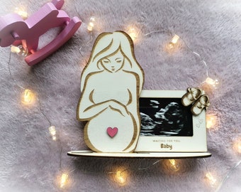 Ultrasound baby frame personalized | Baby's first photo| Baby announcement| Wooden pregnancy scan photo frame| Gift for new mom | Baby Showe