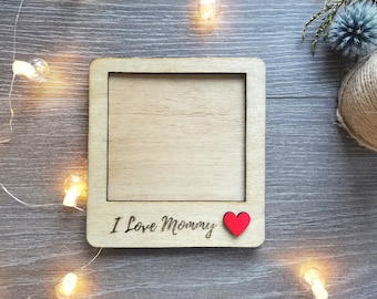 Personalized Wooden Magnet Photo Frame: Polaroid Picture Frame, Gift for Mom