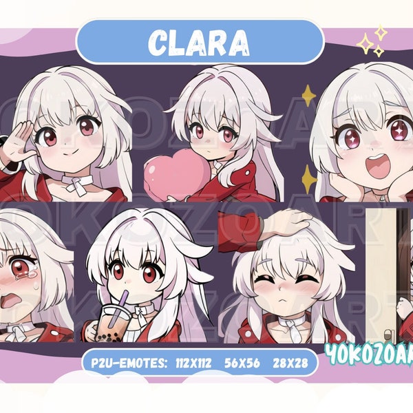 Honkai Star Rail - Clara Emotes, Ready to Use Cute Chibi Emotes for Discord/Youtube/Twitch