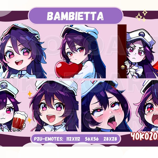 Quincy Purple Hair Anime Girl, Anime Emotes, Chibi Emotes for Twitch/Discord/Youtube