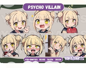 Villain Anime School Girl, Anime Emotes, Chibi Emotes for Twitch/Discord/Youtube