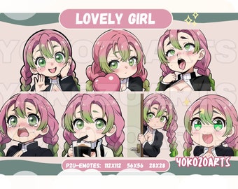 Lovely Demon Anime Girl, Anime Emotes, Chibi Emotes for Twitch/Discord/Youtube