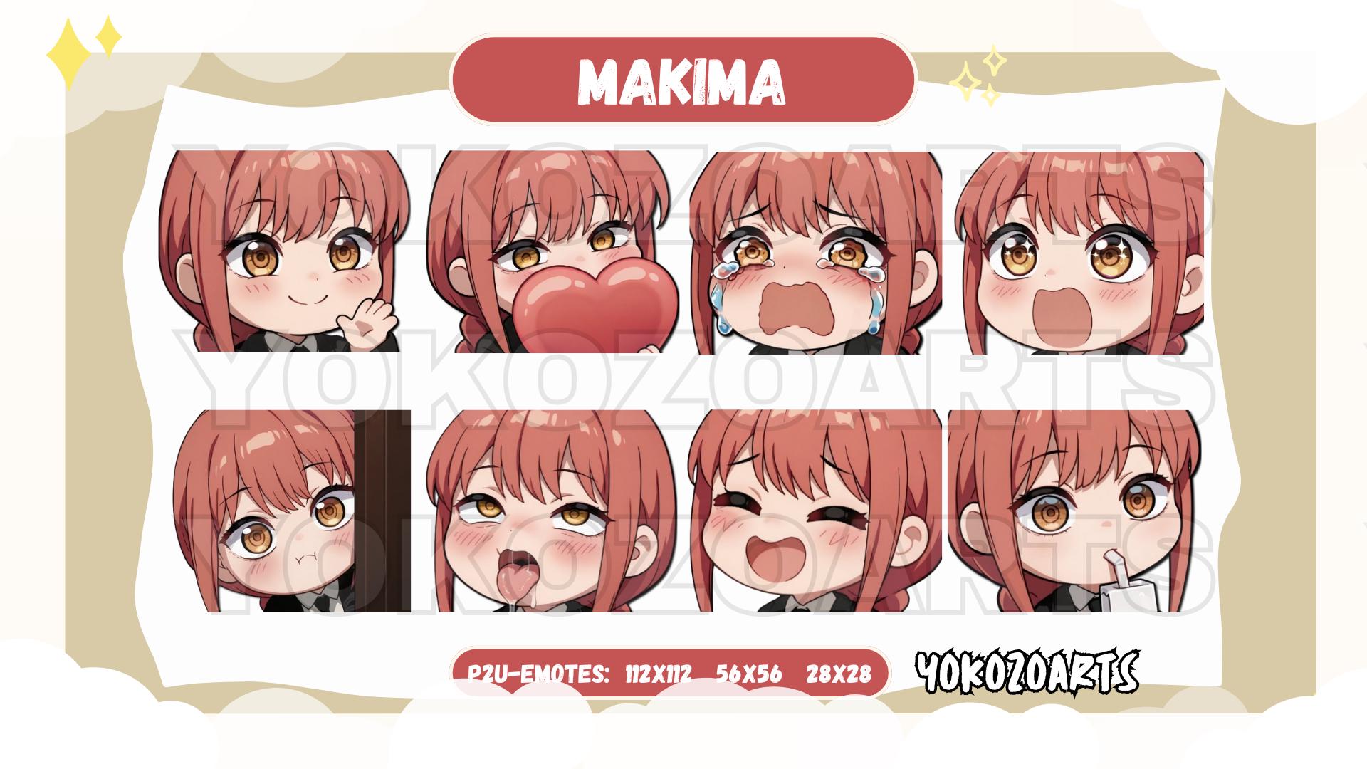 CSM - Makima Emotes, Anime Chibi Emotes, Twitch/Discord/Youtube Emotes