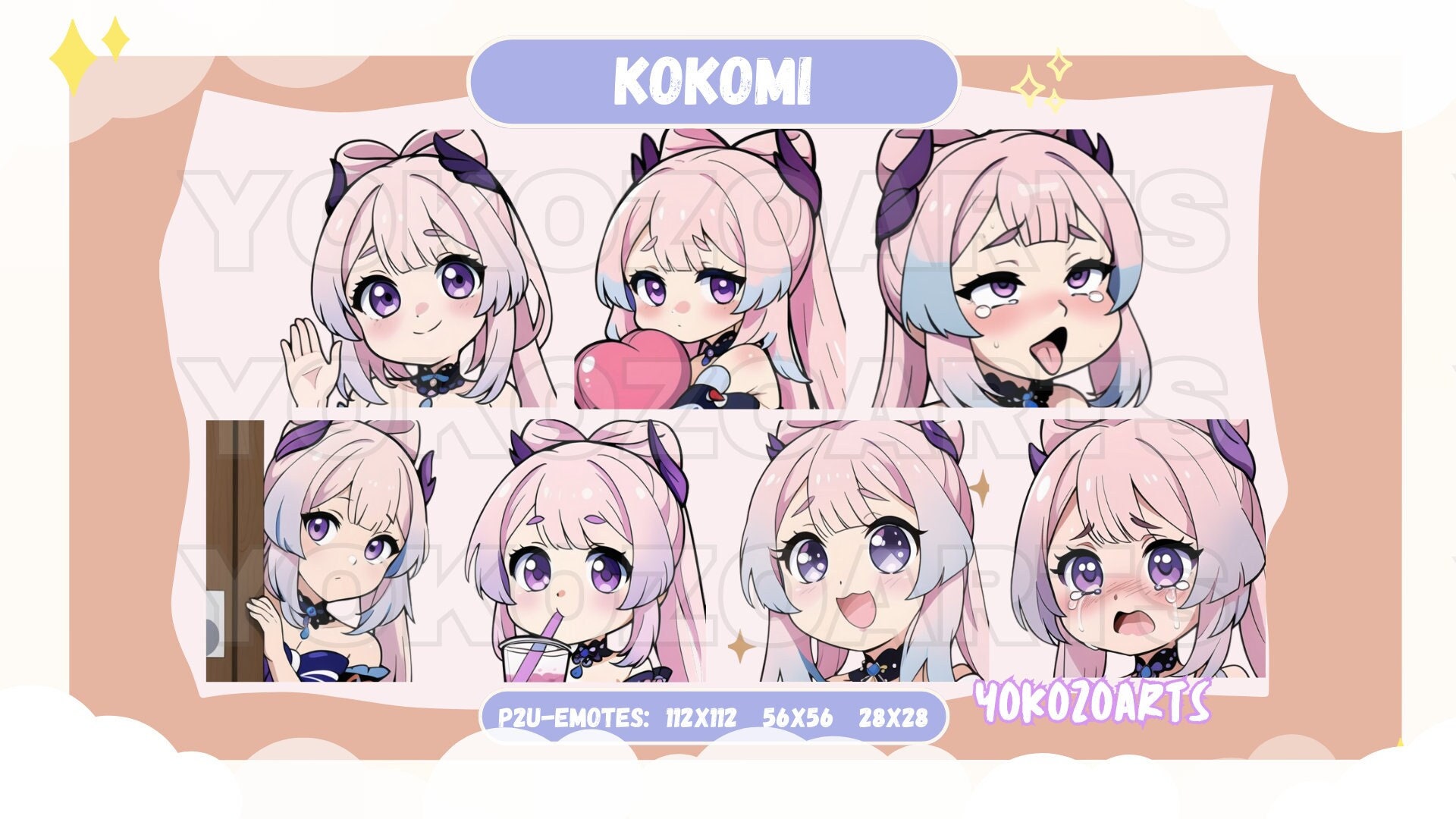 Genshin Impact - Sangonomiya Kokomi Emotes, Ready to Use Cute Chibi Emotes for Discord/Youtube/Twitch