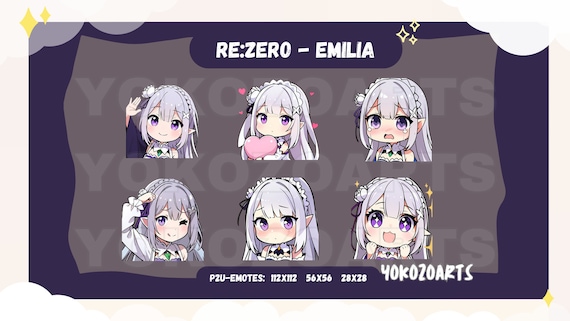 Re:zero Emilia Emotes Anime Emotes for Twitch (Download Now) 