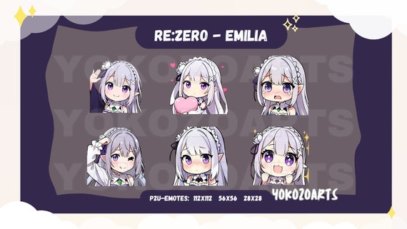 Re:zero Emilia Emotes Anime Emotes for Twitch (Download Now) 