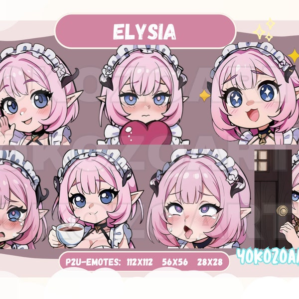 Honkai Impact 3rd - Elysia Maid Emotes, Ready to Use Cute Chibi Emotes for Discord/Youtube/Twitch