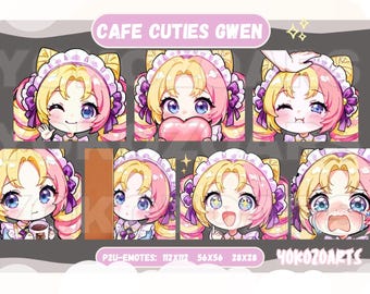 LoL - Cafe Gwen Chibi Emotes, League of Legends, P2U Emotes for Youtube/Twitch/Discord
