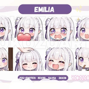 Re:Zero - Emilia Emotes, Anime Emotes for Twitch, Discord, etc.