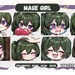 Dark Mage Anime Girl, Anime Emotes, Chibi Emotes for Twitch/Discord/Youtube