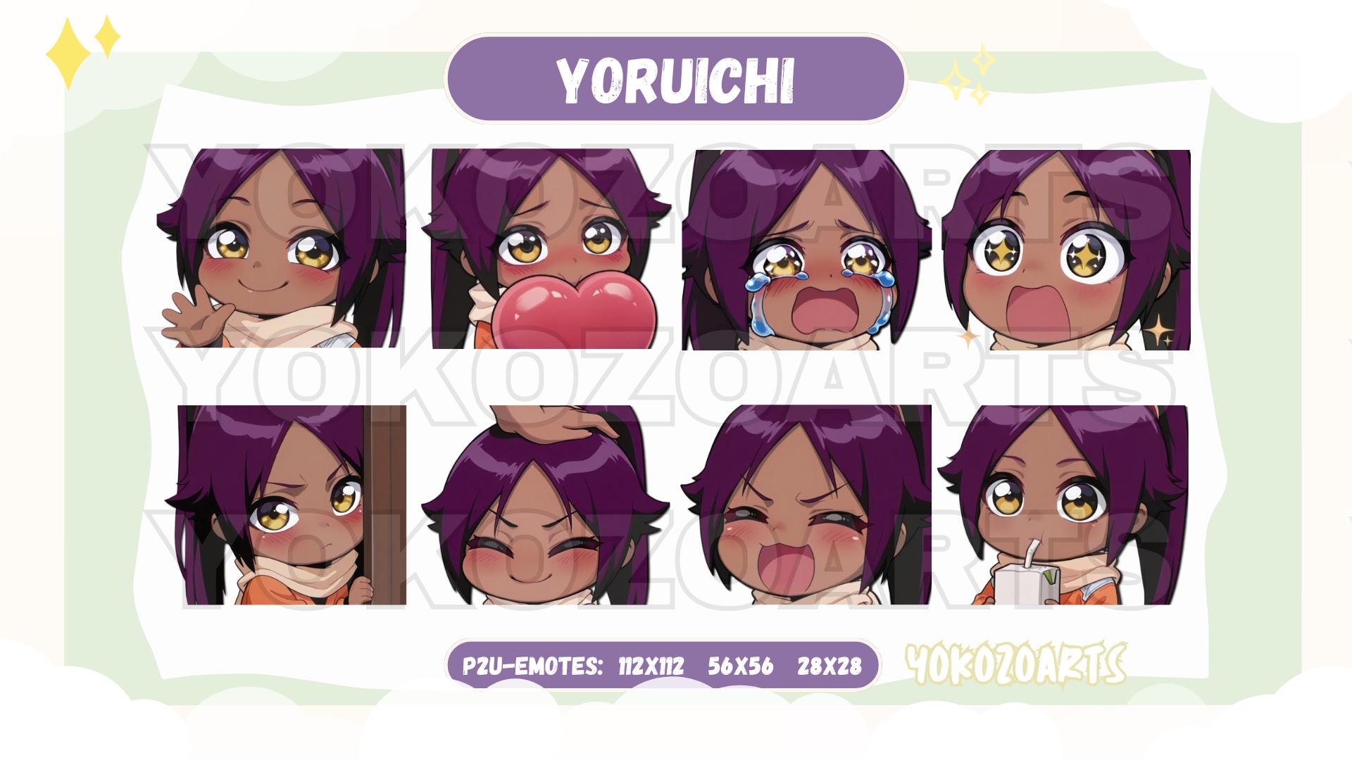 Fighter Anime Girl Yoruichi, Anime Emotes, Chibi Emotes for Twitch/Discord/Youtube