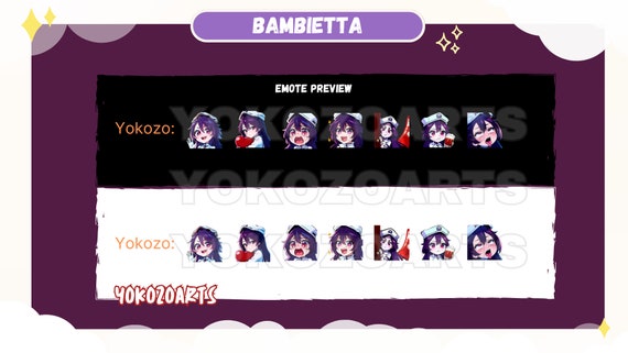 Quincy Purple Hair Anime Girl Anime Emotes Chibi (Instant Download) 