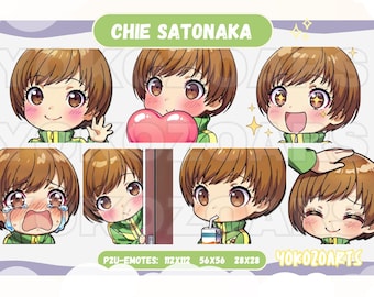 Persona/P4 - Chie Satonaka, Anime Chibi Emotes for Twitch/Discord/Youtube